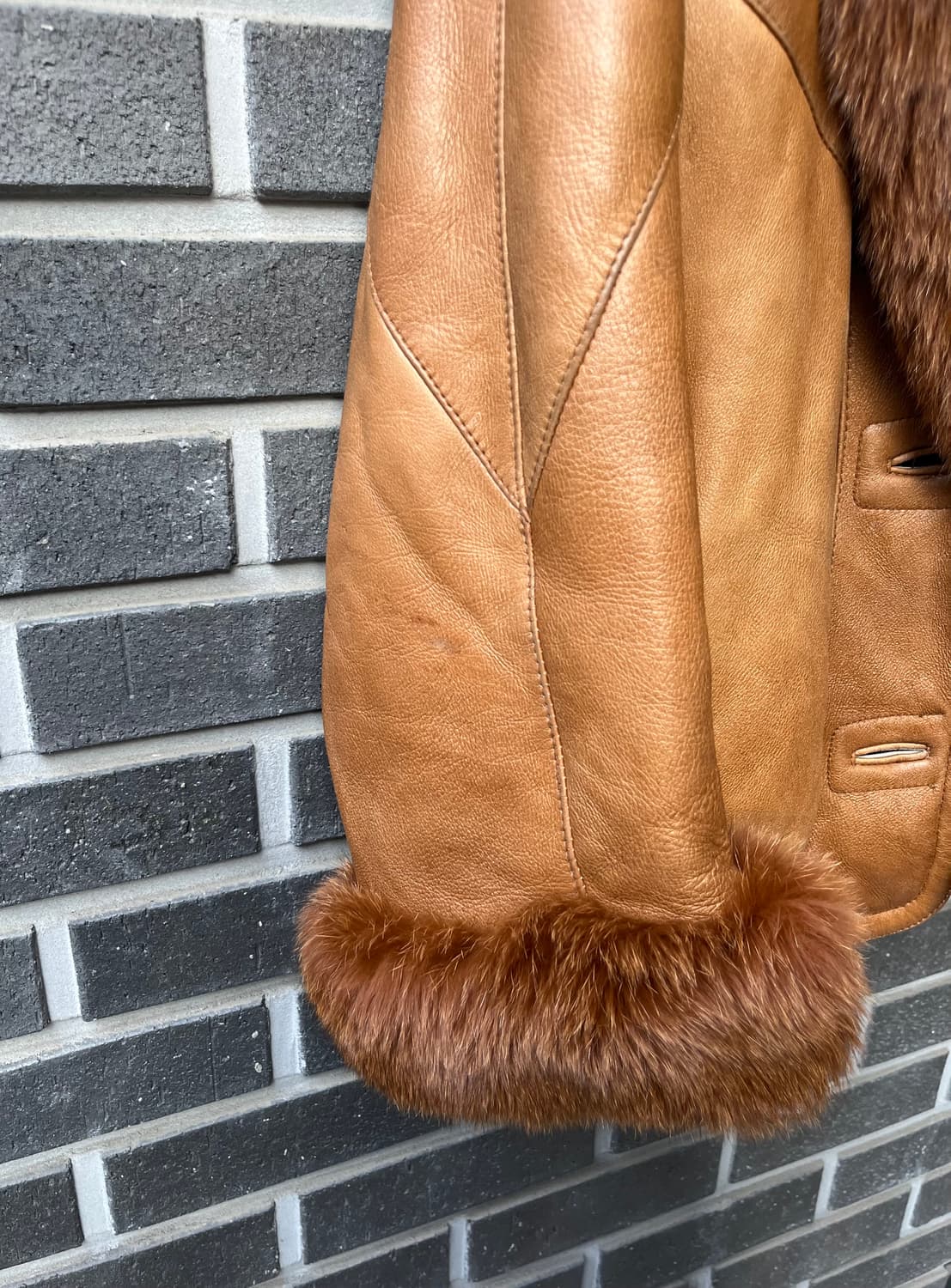 90s CAREER 폭스퍼 램스킨 자켓 브라운 상품이미지9