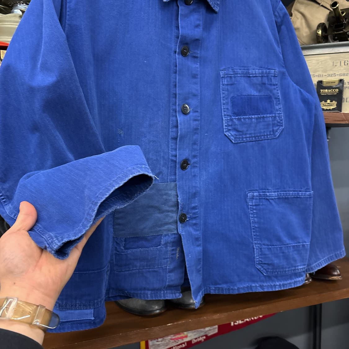 70s 톤온톤 리페어 패치워크 프렌치워크자켓 N556 상품이미지4