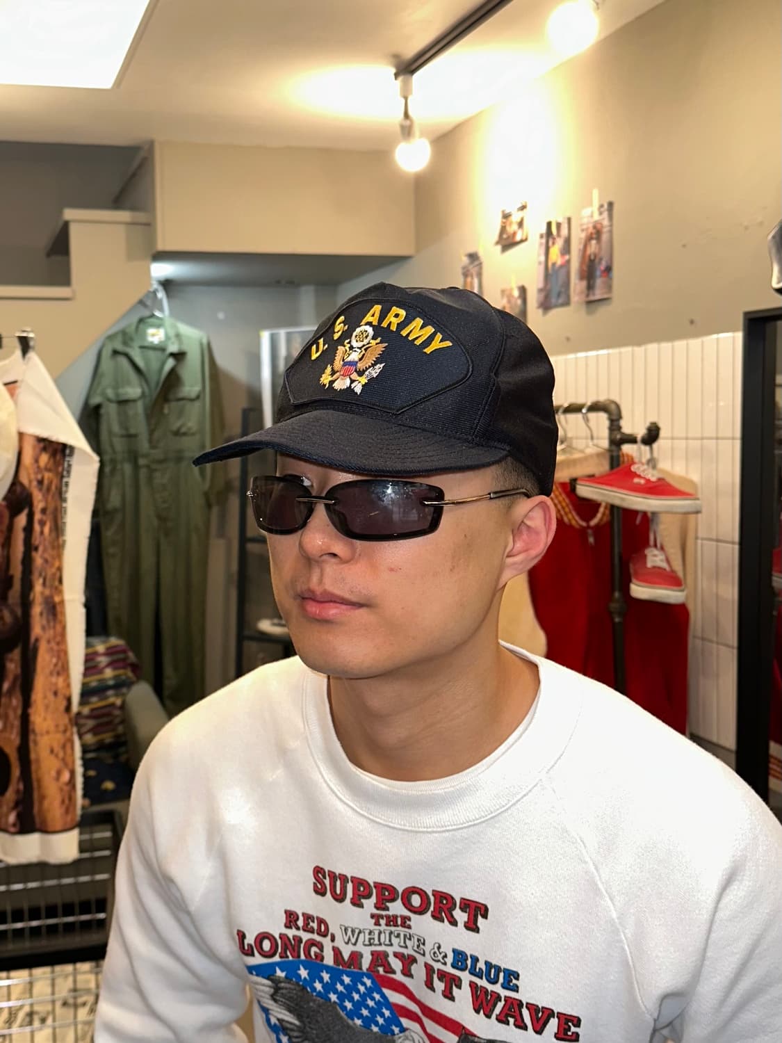 90’s US Army dark navy patch logo Cap 상품이미지3