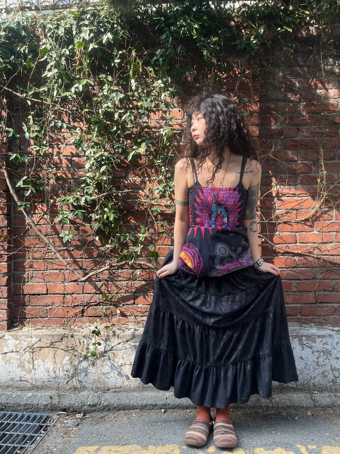 블랙 페이즐리 패턴 롱 스커트 상품이미지1