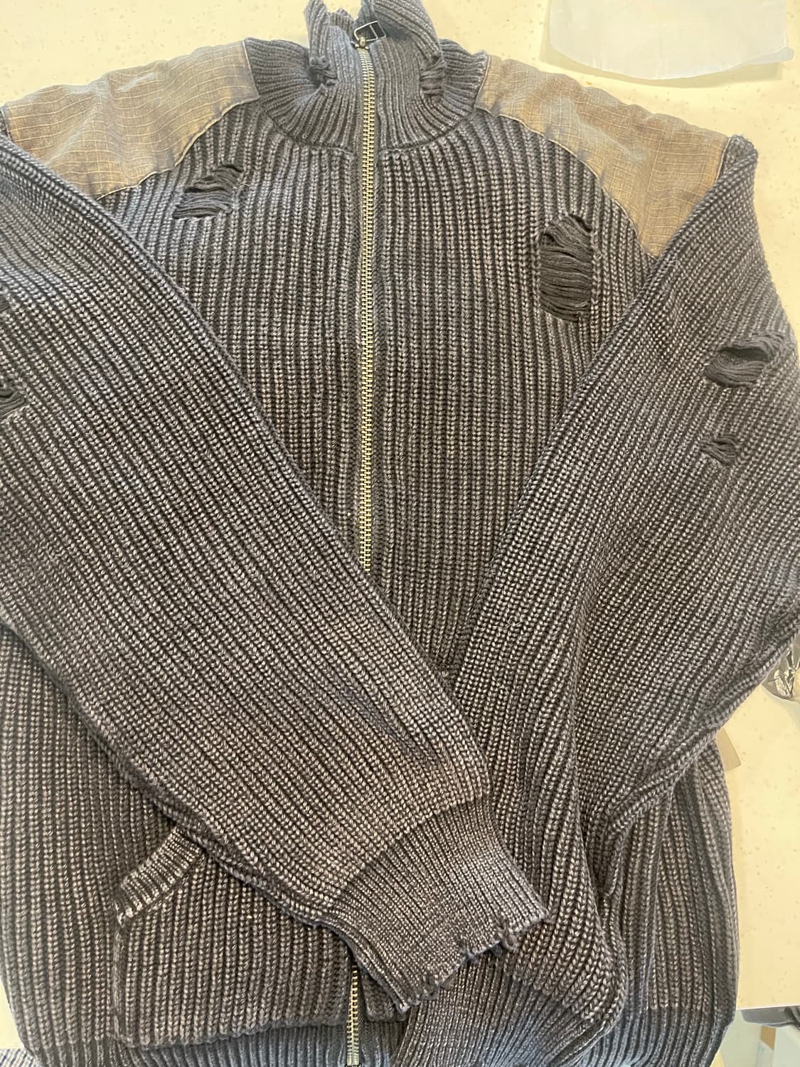 [XXL] BREATH 오버다이 데미지 집 니트 상품이미지2