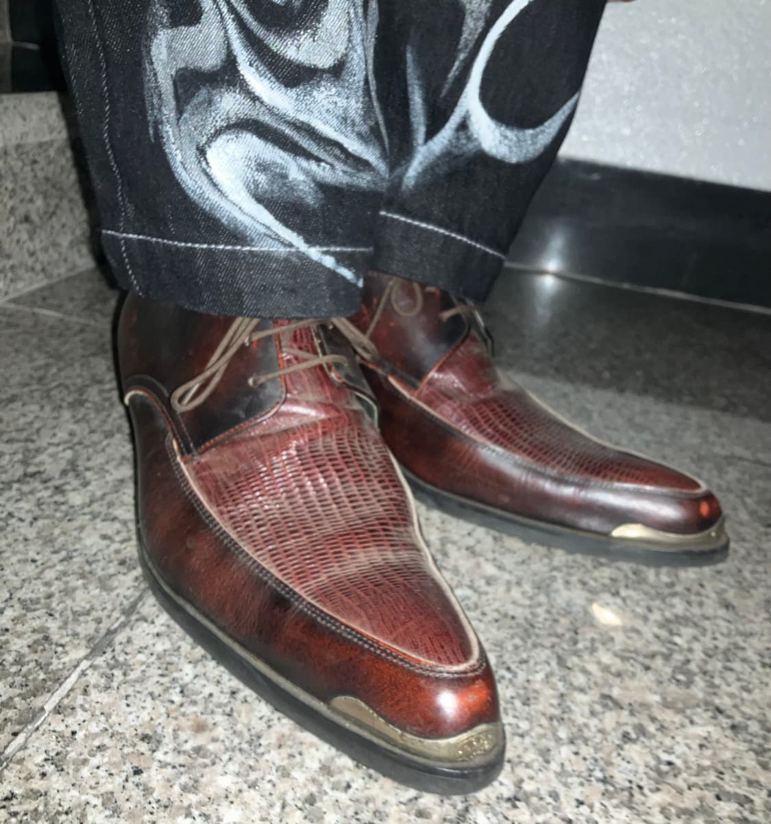 Red wine crocodile shoes 상품이미지1