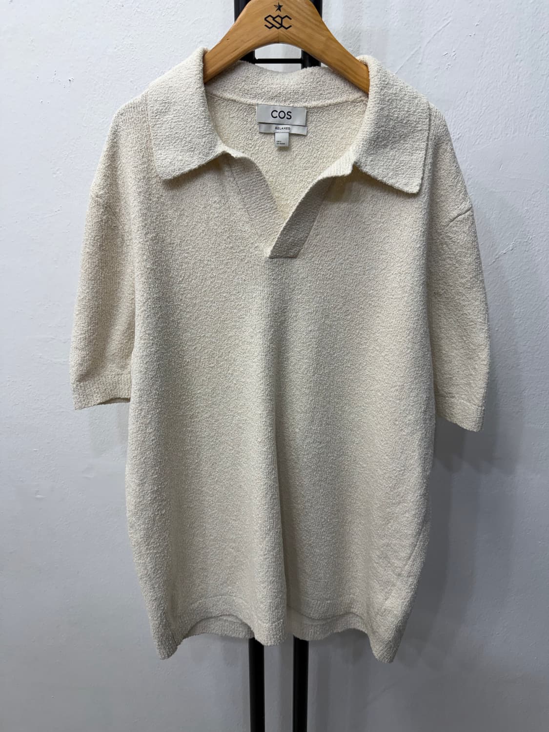 정품) COS 코스 남성 릴렉스핏 카라 니트 반팔 S 상품이미지1
