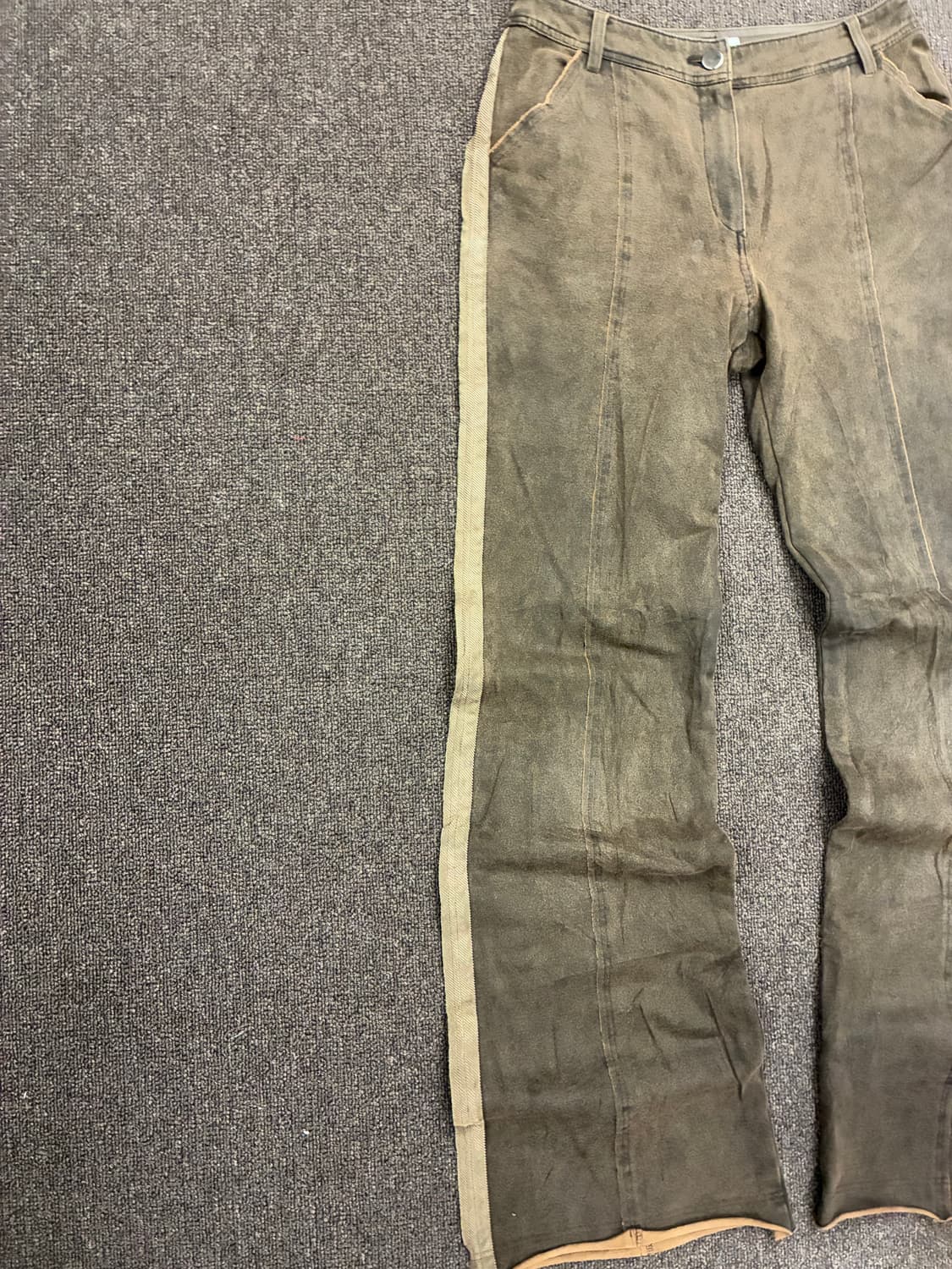 38)Elsa 빈티지 여성 라인 포인트 갈색 데님팬츠 상품이미지4