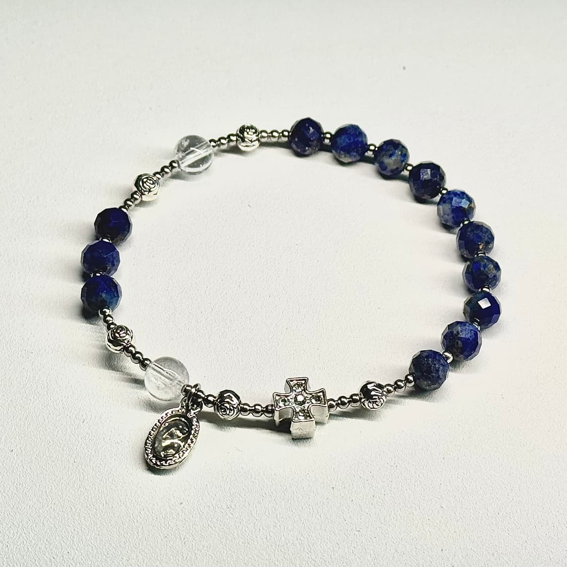 (맞춤) 천연석 커팅 고퀄 라피스라줄리 백수정 묵주팔찌 원석팔찌 상품이미지2