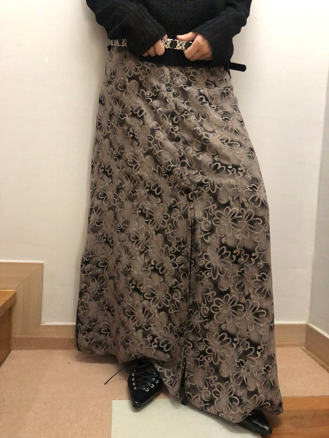 빈티지 브라운 오리엔탈 롱 스커트 상품이미지6