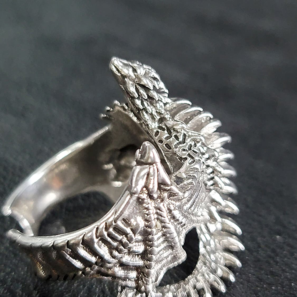 Zalthor 백동 빅사이즈 남자 엔틱 빈티지 용 비늘 드래곤 반지 상품이미지3