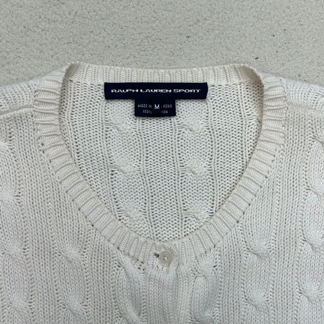 RALPH LAUREN 화이트 케이블 니트 가디건 M 상품이미지4