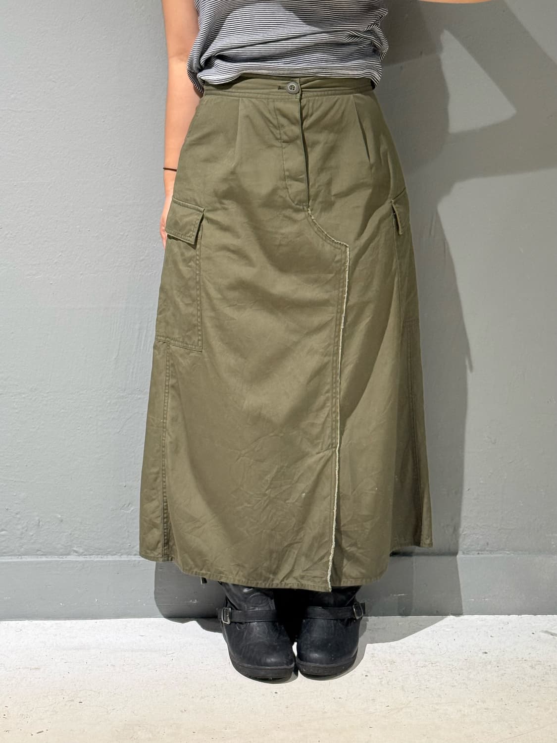 khaki pocket detail long sk 상품이미지2