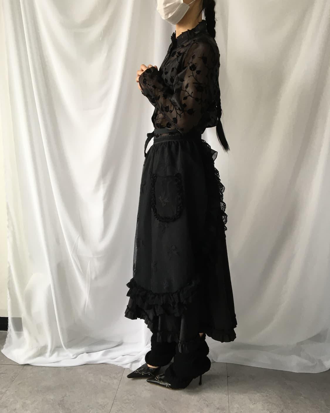 ribbon pattern lace trimming apron 상품이미지9