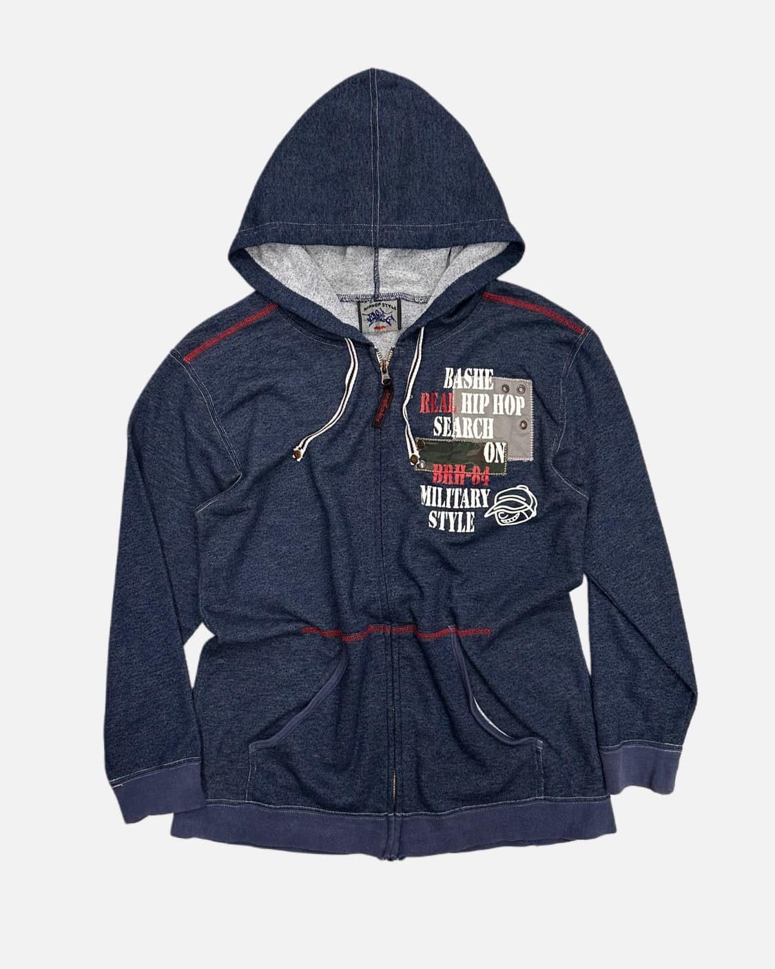 grunge blue lettering hood zip-up 상품이미지1