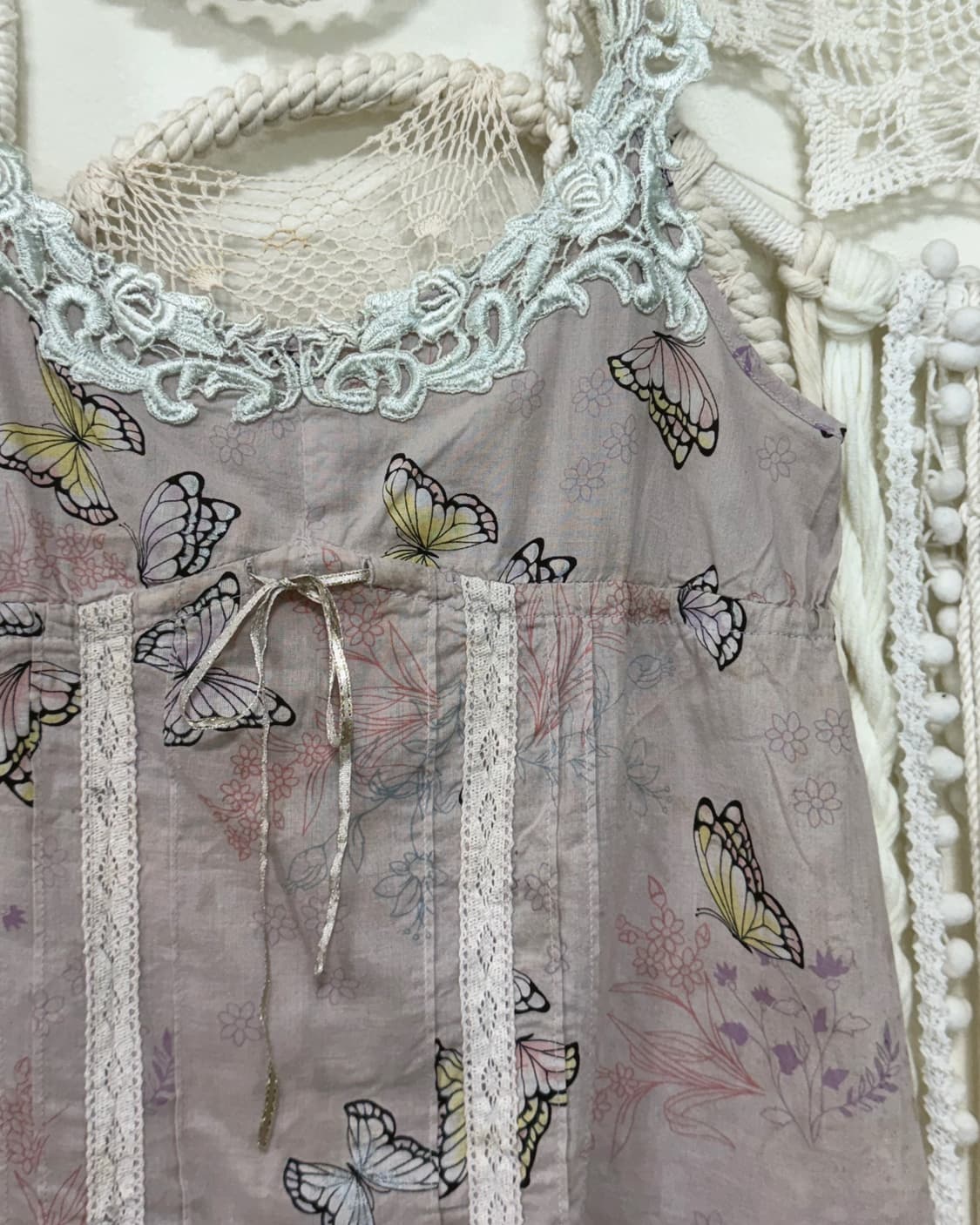 Mute Pink Butterfly Cotton Sleeveless 상품이미지4