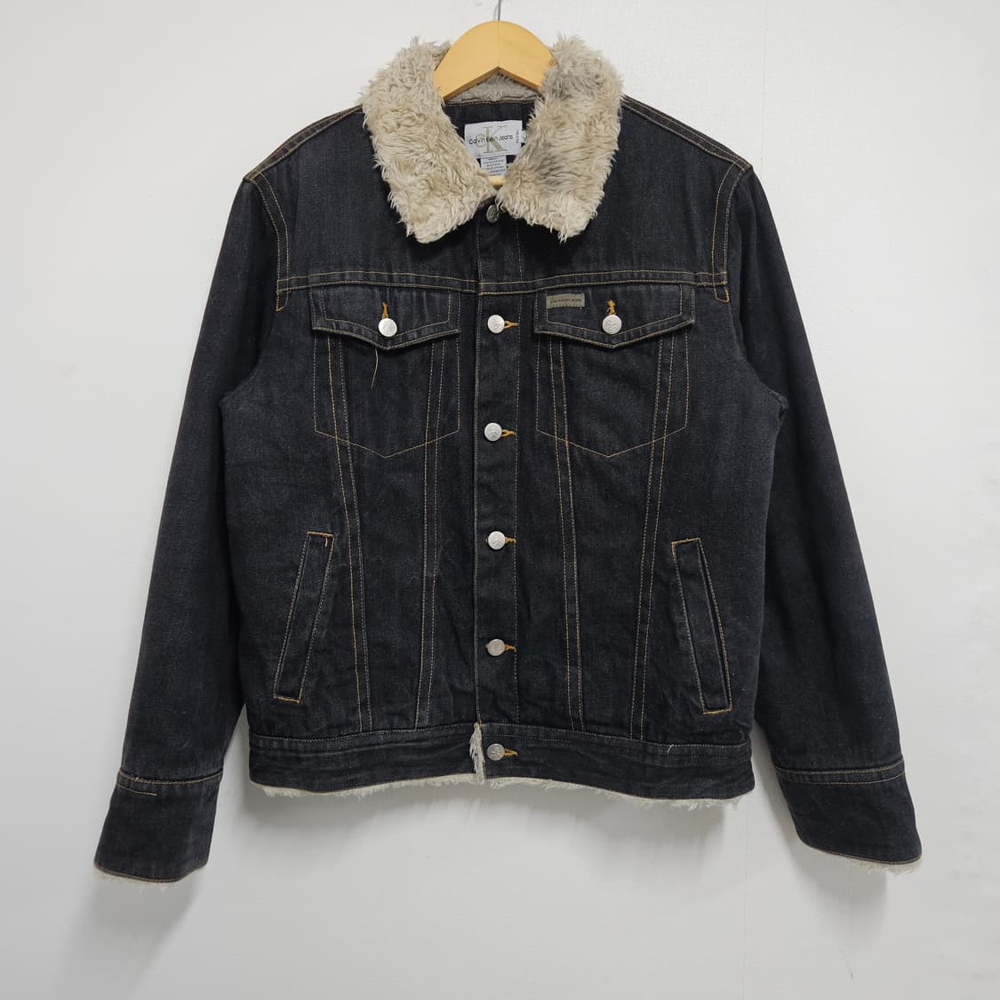 M 95-100) 캘빈클라인 흑청 쉐르파 퍼 데님자켓 상품이미지2