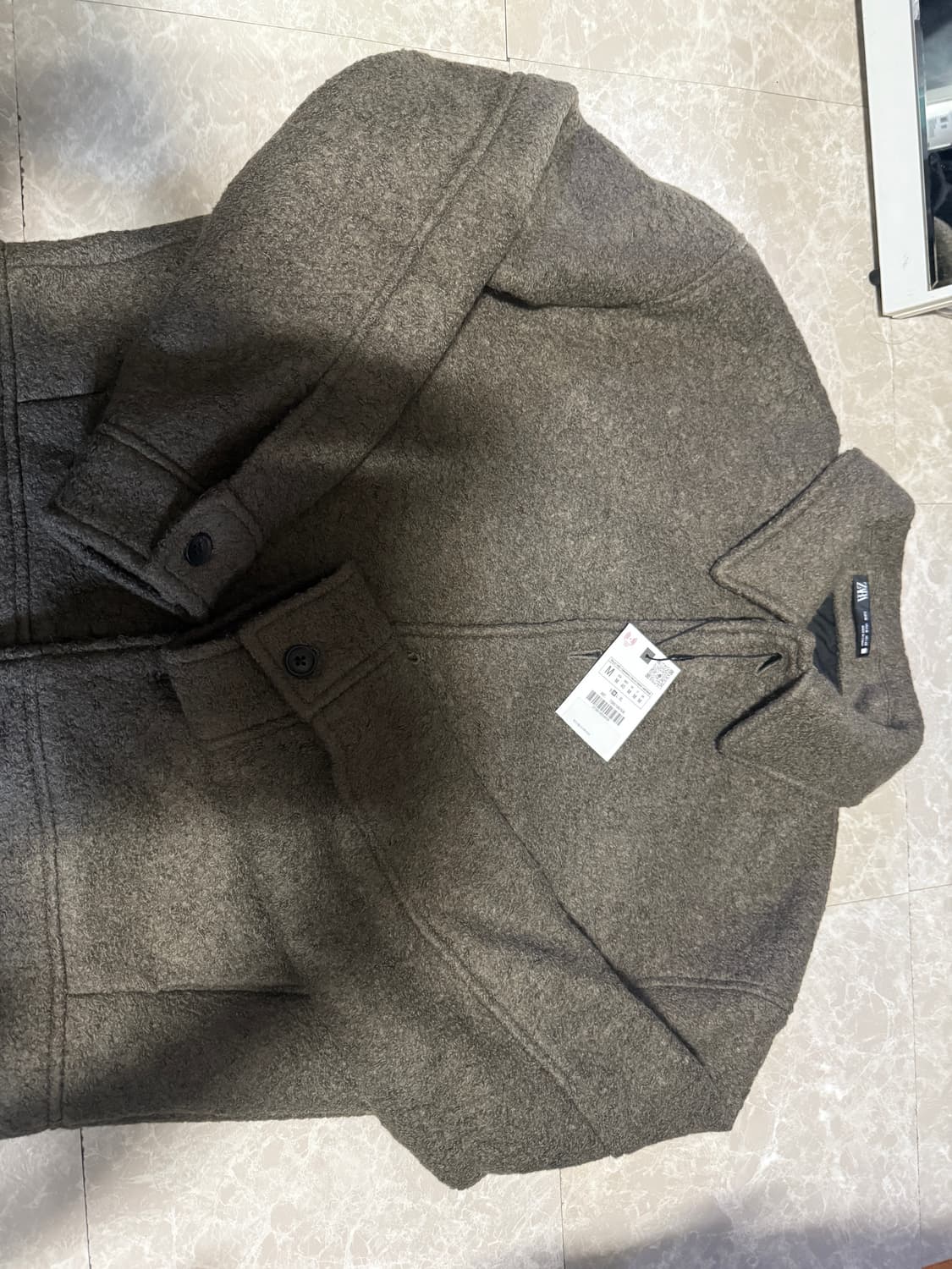 M사이즈 자라 부클 텍스쳐 자켓 라이트카키 7380/180 상품이미지1