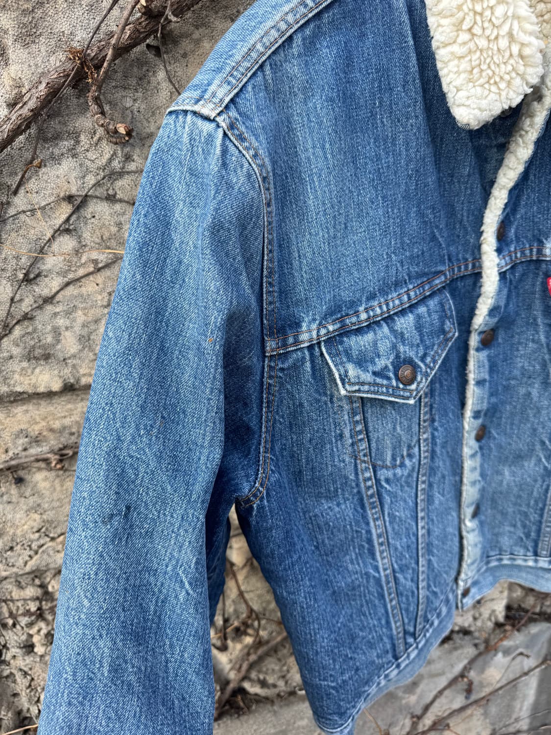 70s 리바이스 빈티지 레드탭 쉐르파 안감 데님 트러커 자켓 웨스턴 상품이미지5