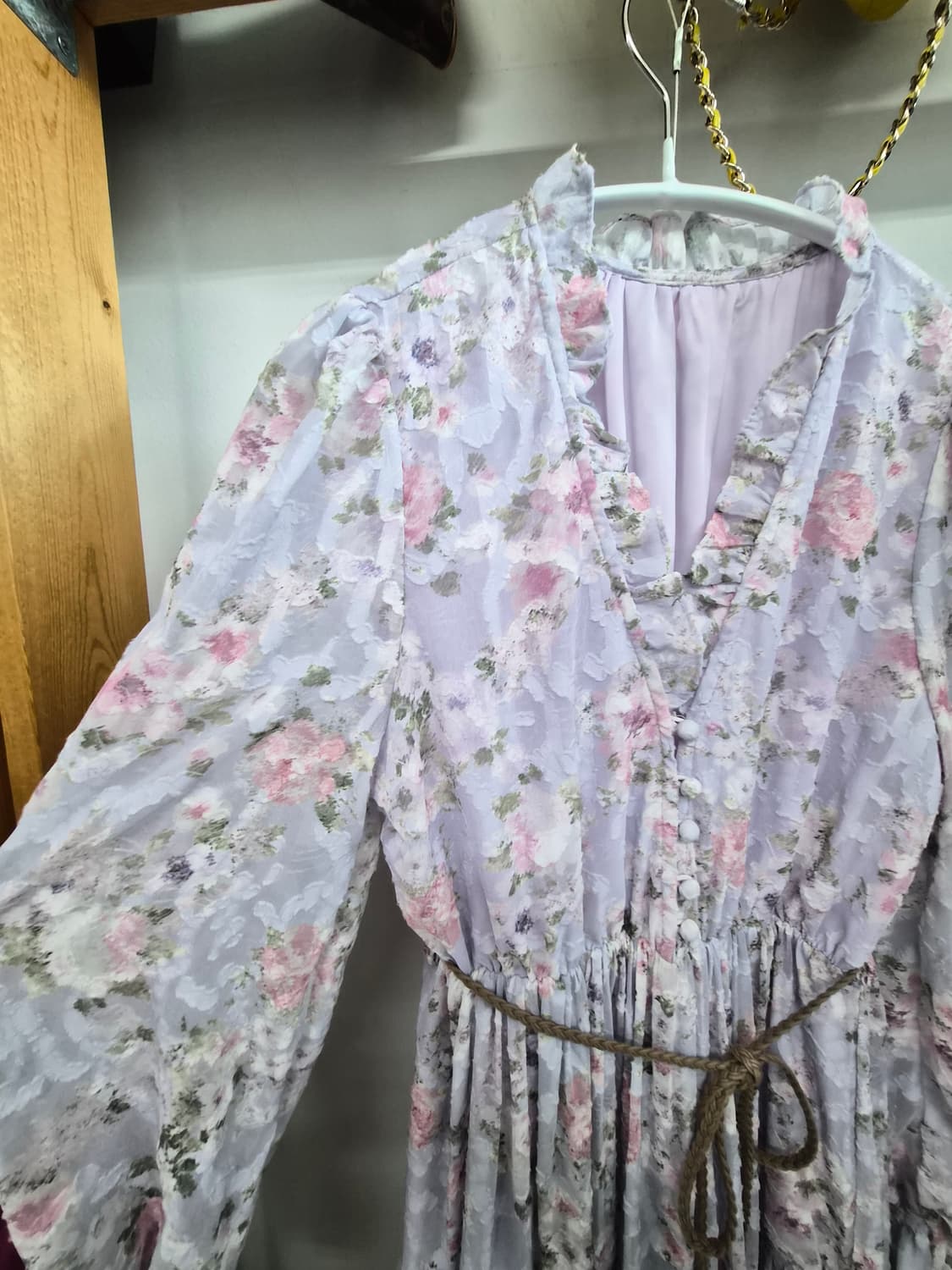 SJSJ 라벤더 플로럴 쉬폰 롱 원피스 상품이미지3