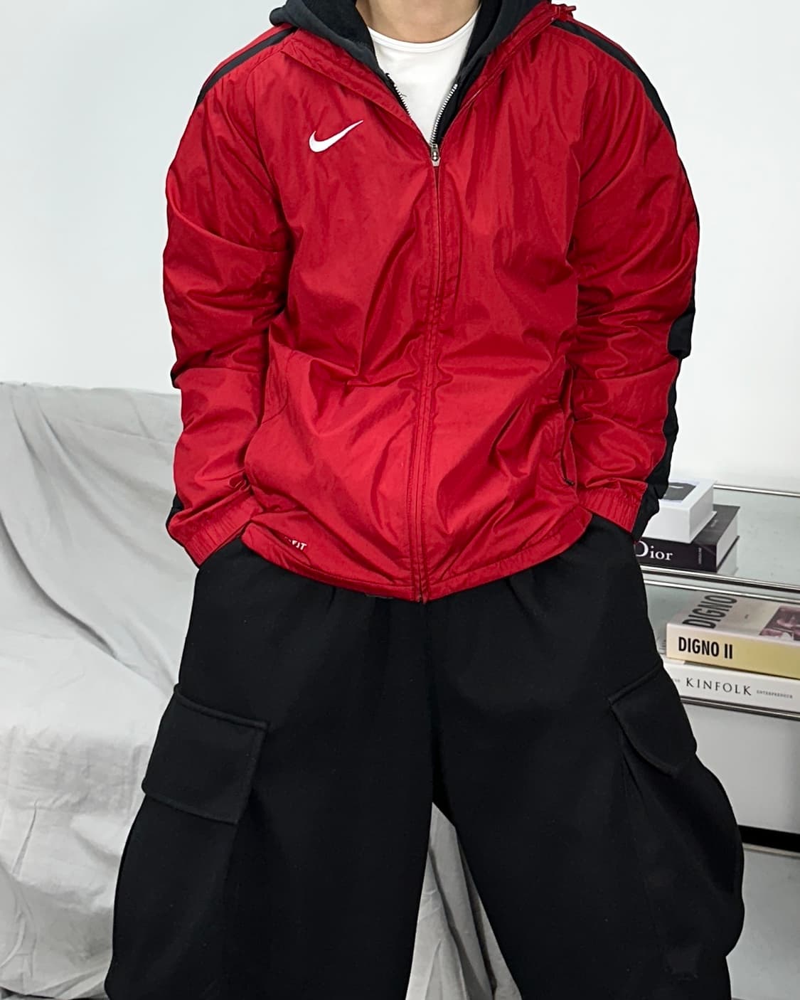 나이키 레드 사이드라인 스우시 바람막이 M 상품이미지1