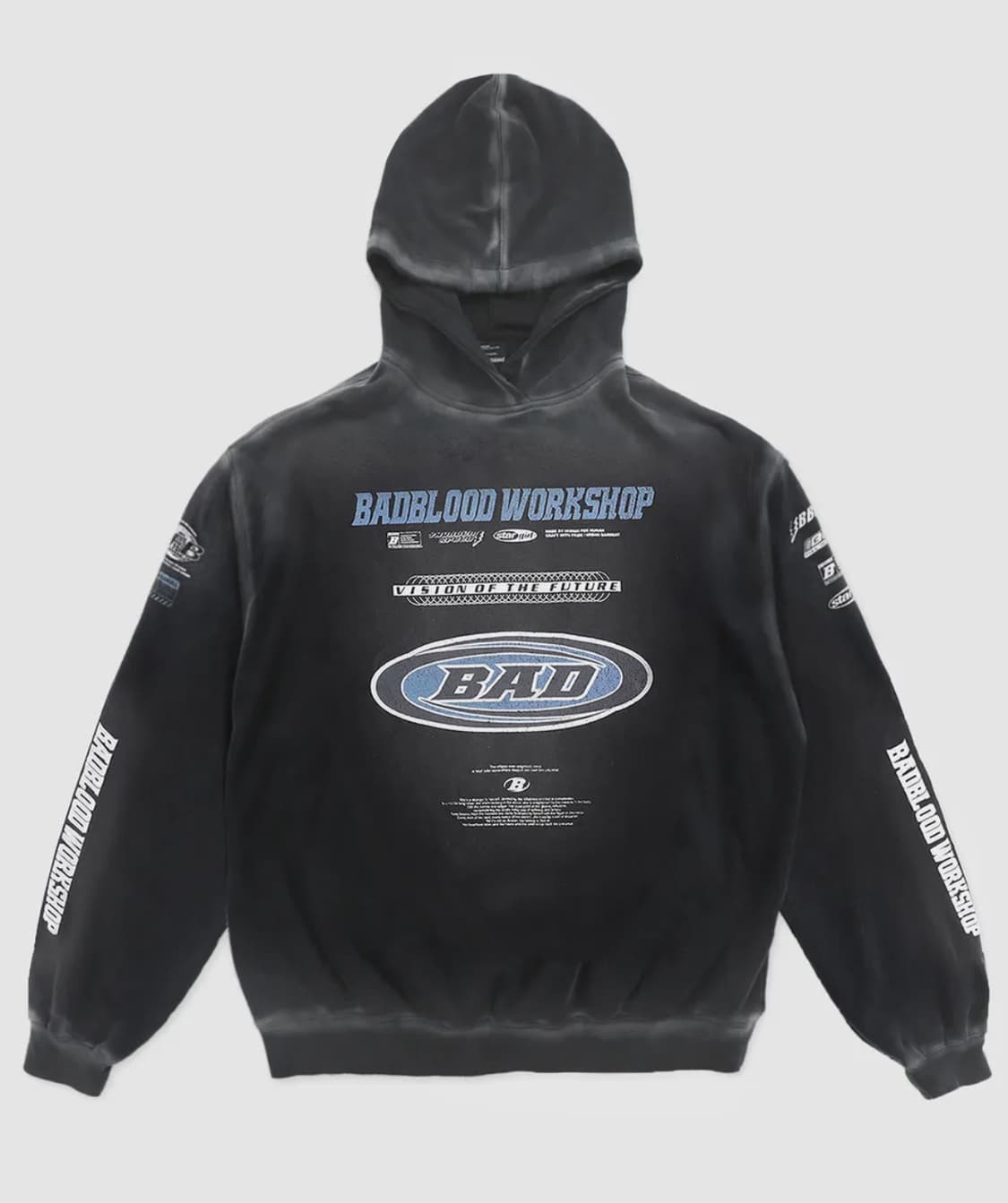 배드블러드 F2 올드이펙트 후드 - 블랙/블루 L 상품이미지1