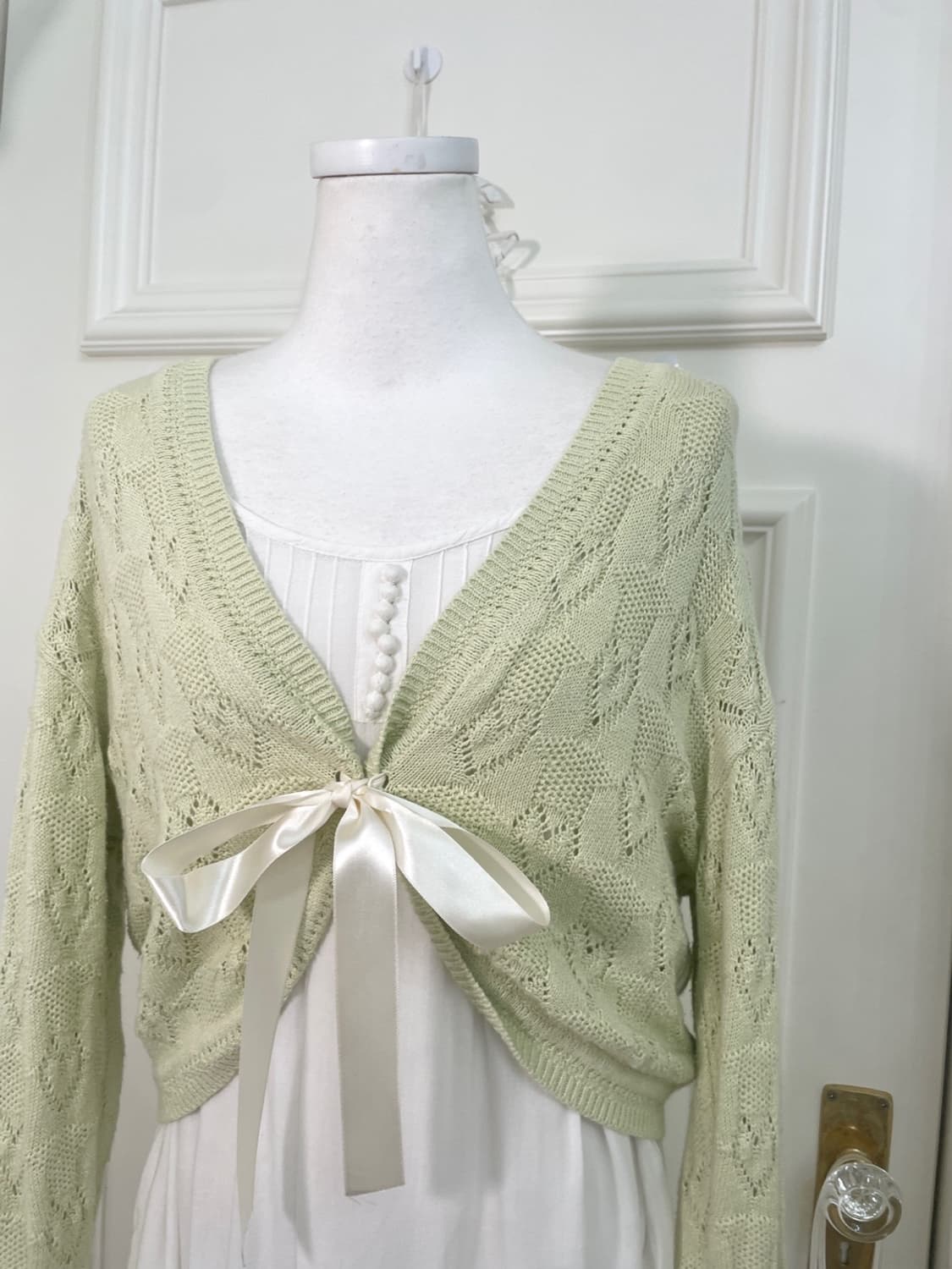 pastel green heart crochet bolero cardig 상품이미지7