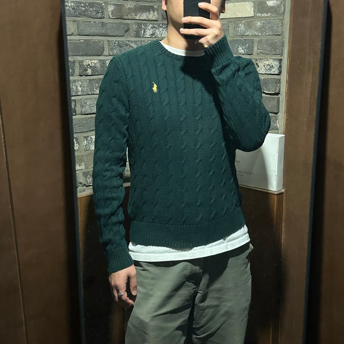 M) 폴로 랄프로렌 코튼 케이블 꽈배기 라운드넥 니트 그린 상품이미지7