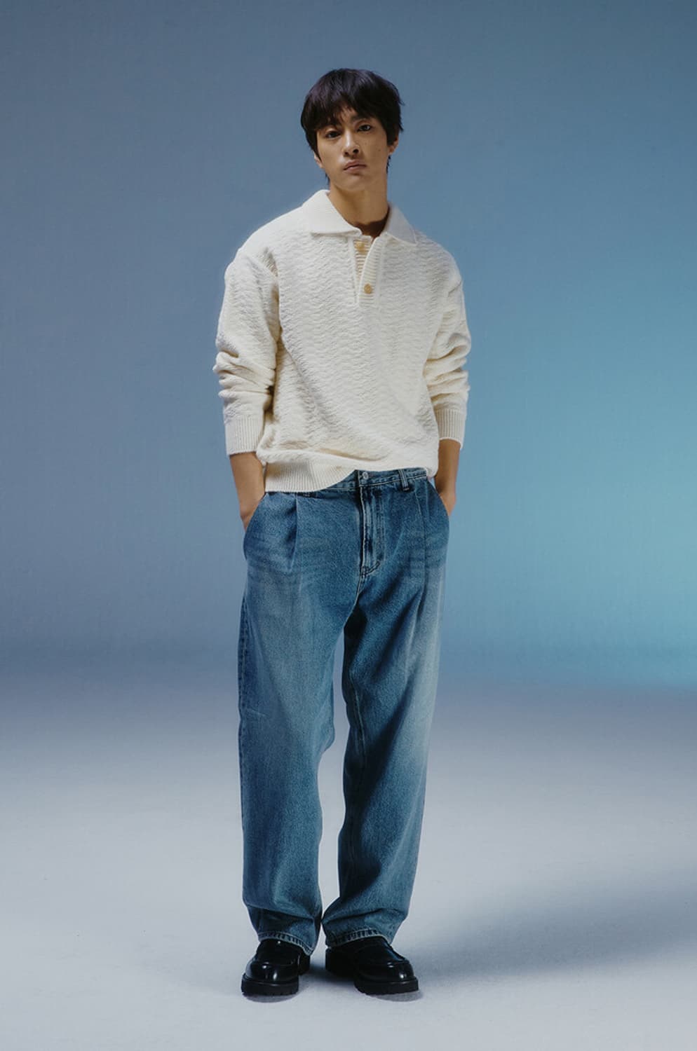 [82] 타임옴므 원턱 와이드 데님 팬츠 상품이미지2