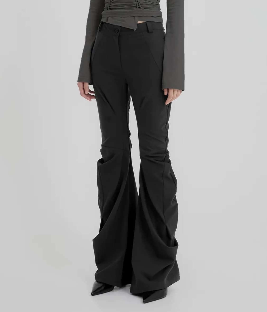 플레어업 Asymmetrical Drape Pants (FL-245_Bl 상품이미지1