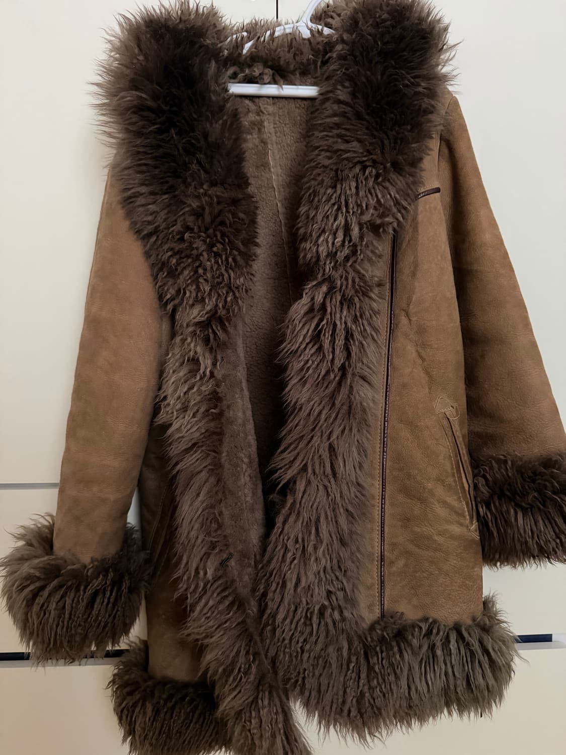 갸루 모피 퍼 포인트 브라운 가죽 자켓 스웨이드 무스탕 상품이미지1