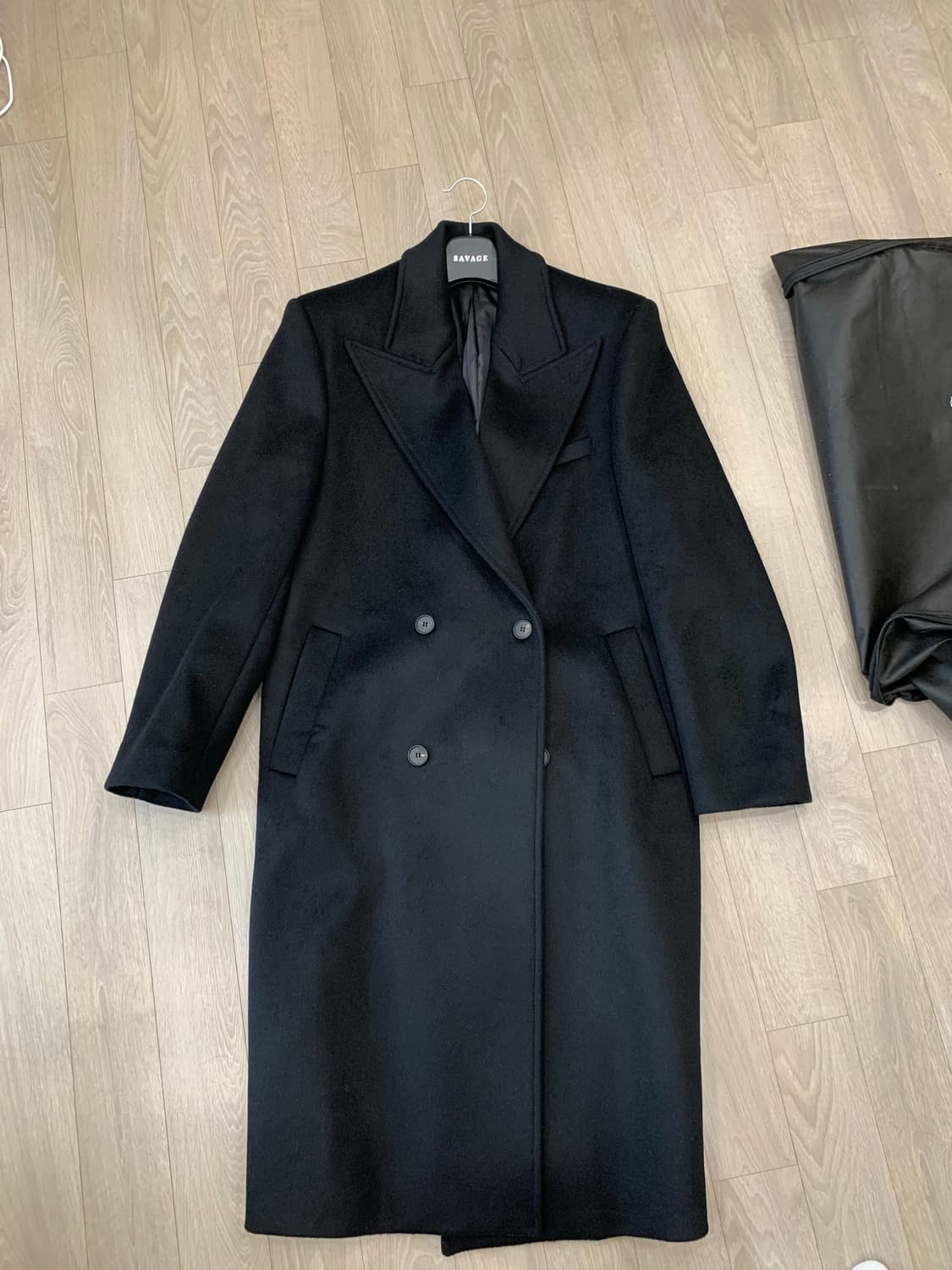 SAVAGE 블랙 더블 롱 코트 L 상품이미지3