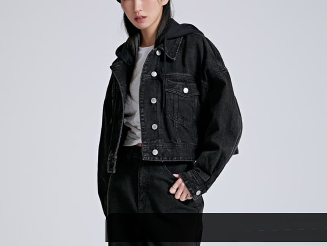 스파오 크롭 후드 데님 자켓 여성S (55-66)숏 오버핏 상품이미지2