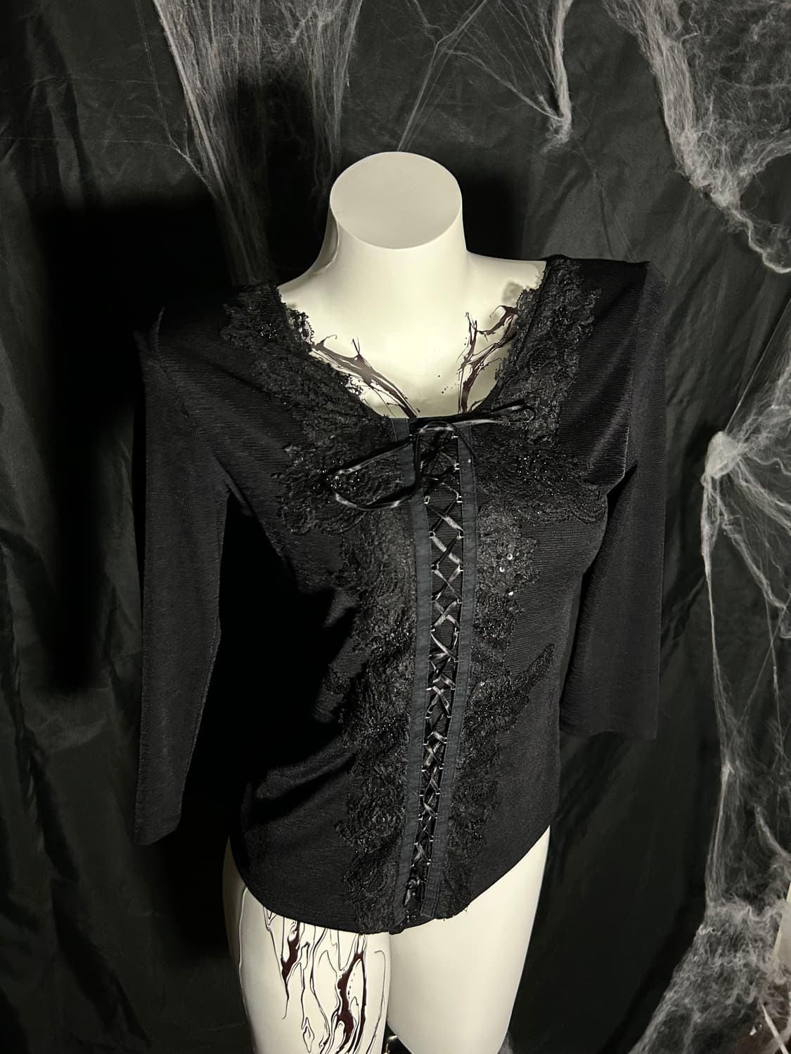 black lace fairy eyelet sleeve 상품이미지1