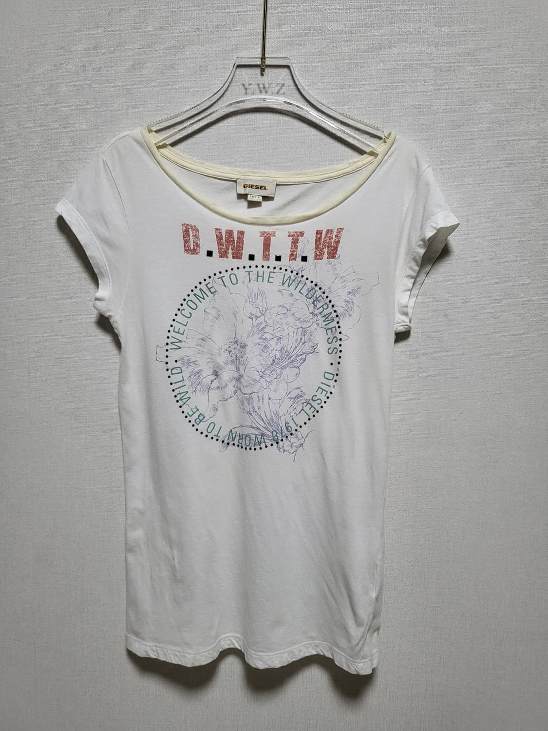 Diesel 디젤 흰색 프린팅 반팔 티셔츠 S 55-66 상품이미지1