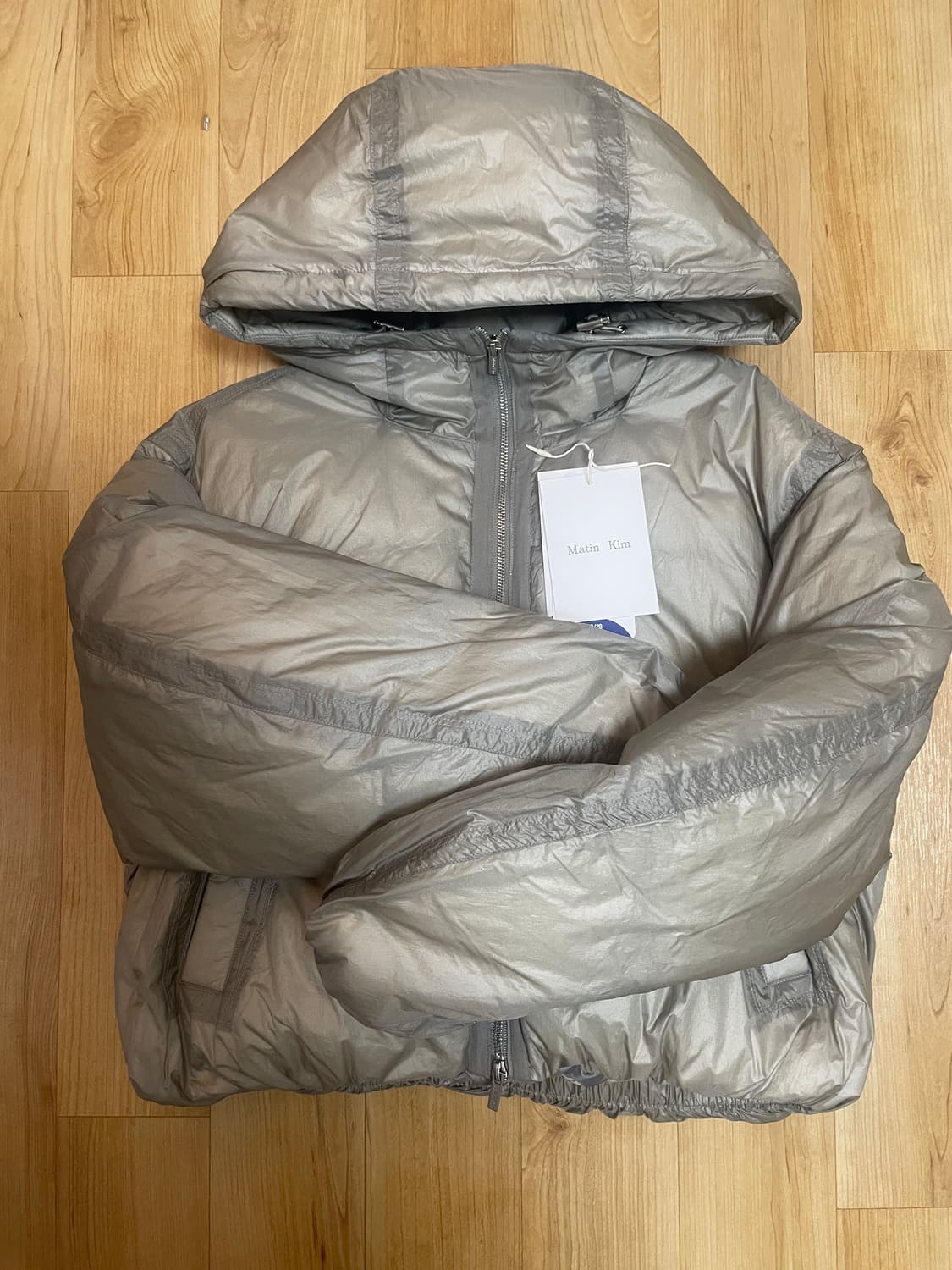 마뗑킴 패딩 백 로고 후디 숏다운 베이지 S 새상품 상품이미지8