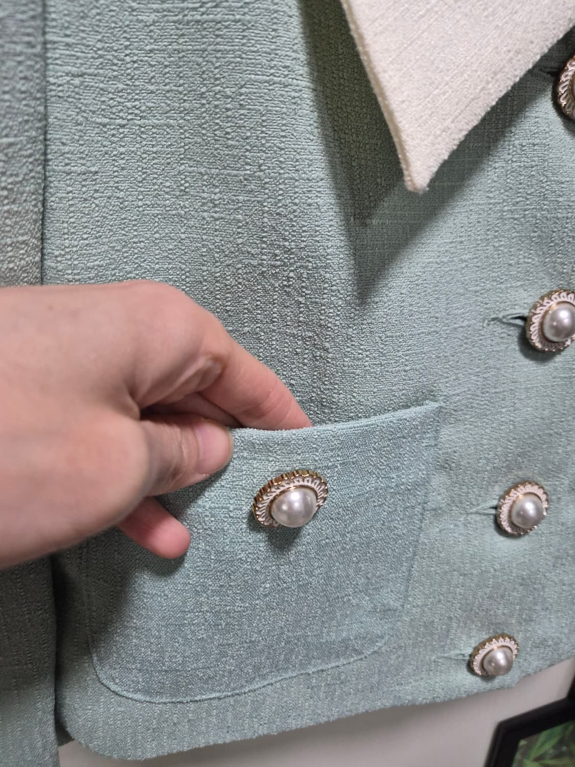 (세일)(새상품)Chlone 민트 트위드 셋업 스커트 상품이미지5