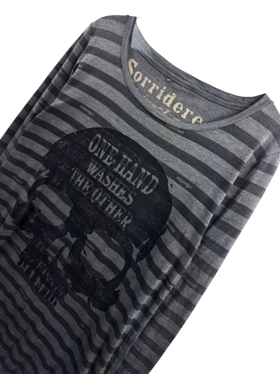 JPN Y2K 펑크 스컬 프린팅 스트라이프 롱슬리브1277 상품이미지3