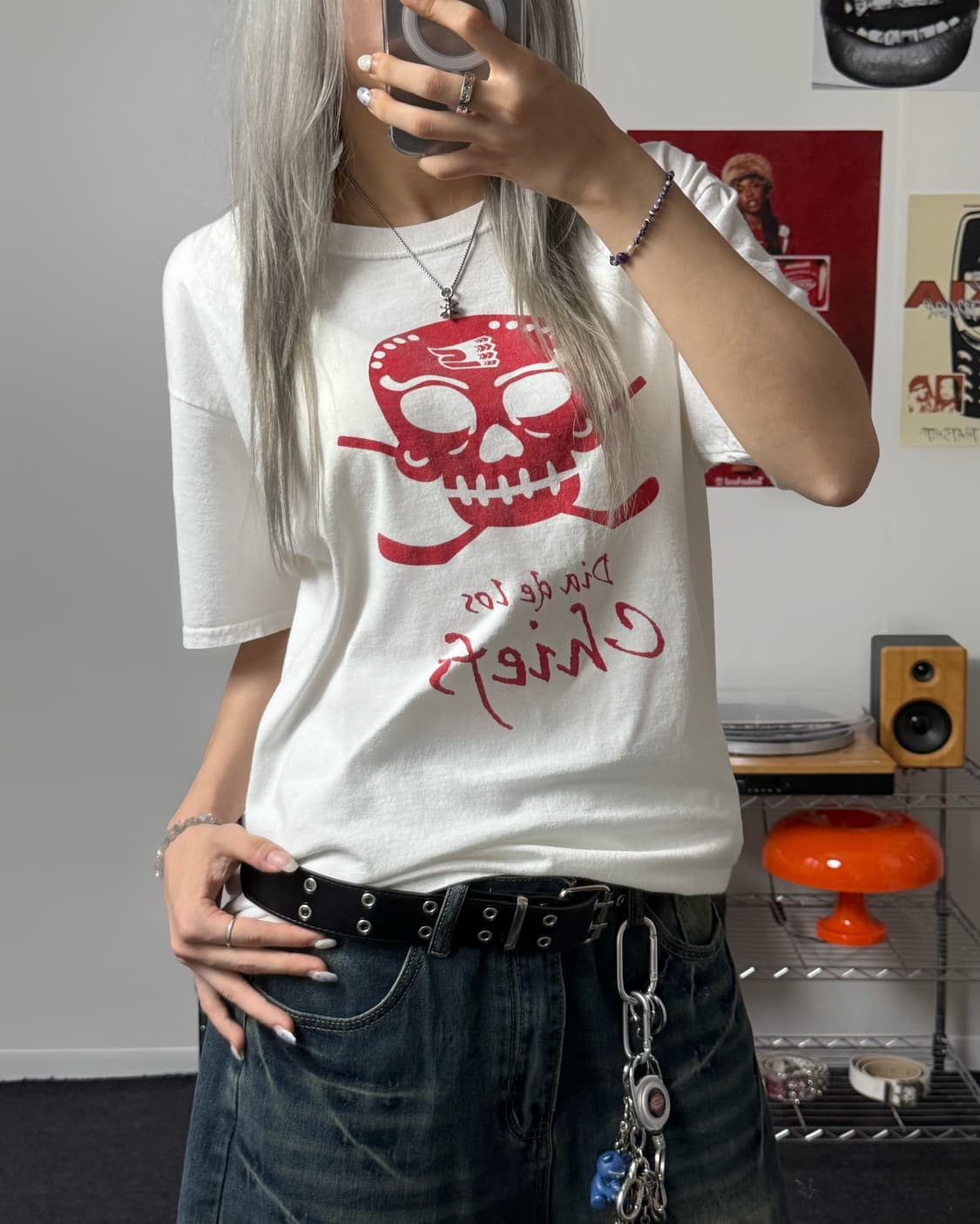 Vintage Chief 스컬 화이트 반팔 티셔츠 상품이미지2