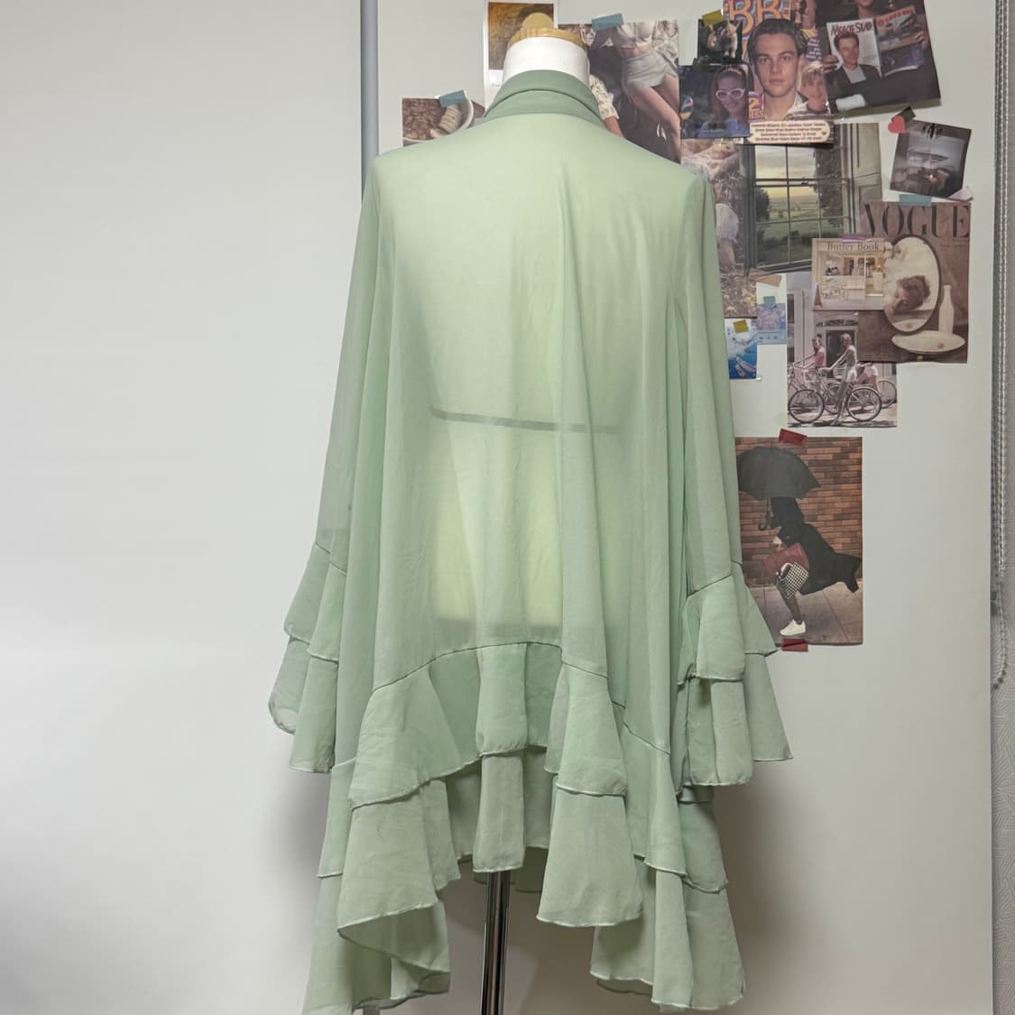 민트사과 프릴 시스루 언발 원피스 상품이미지2