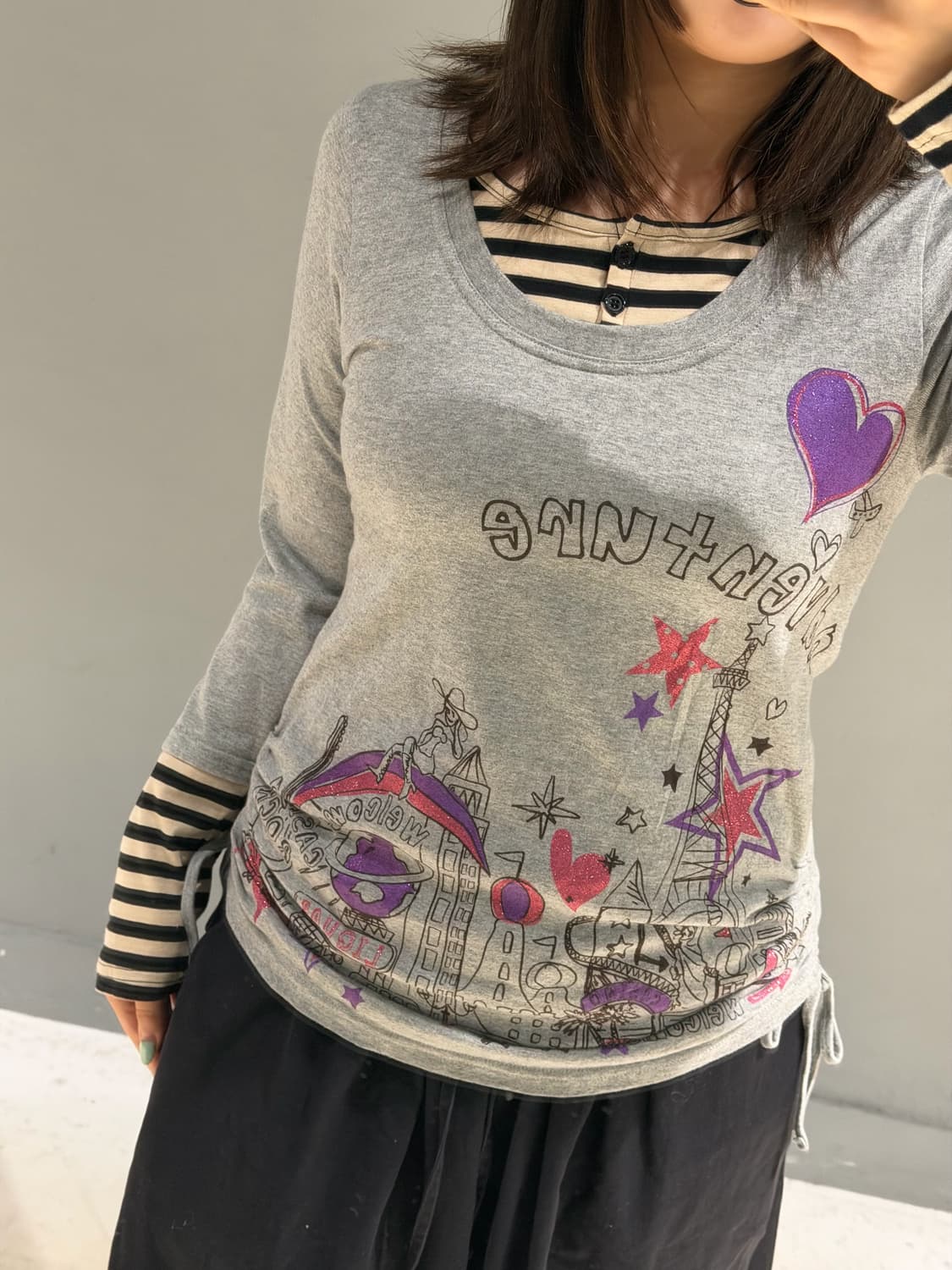 stripe layered kitsch long sleeve 상품이미지3
