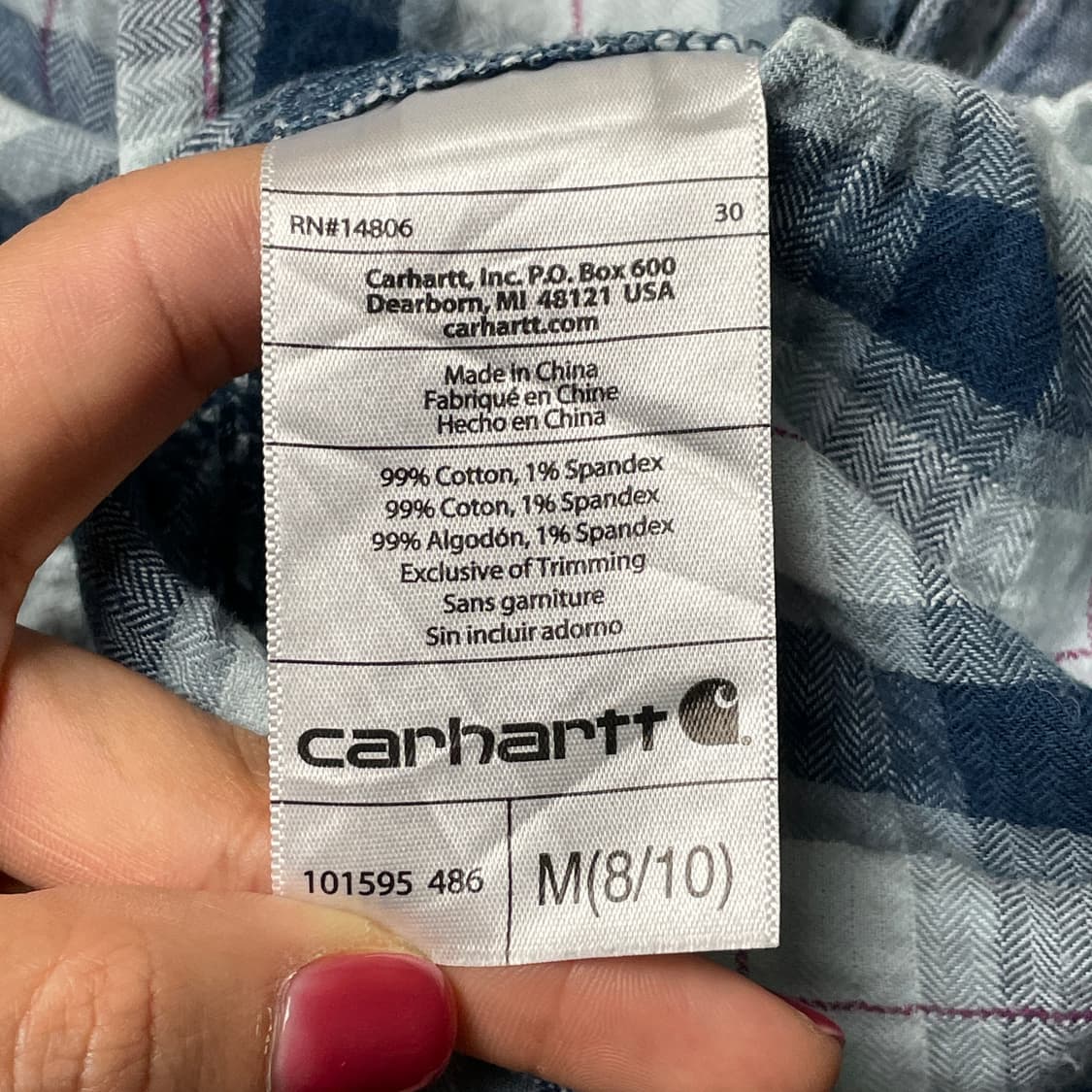 CARHARTT 칼하트 블루 체크 롤업 반팔 워크 셔츠 A01008 상품이미지10