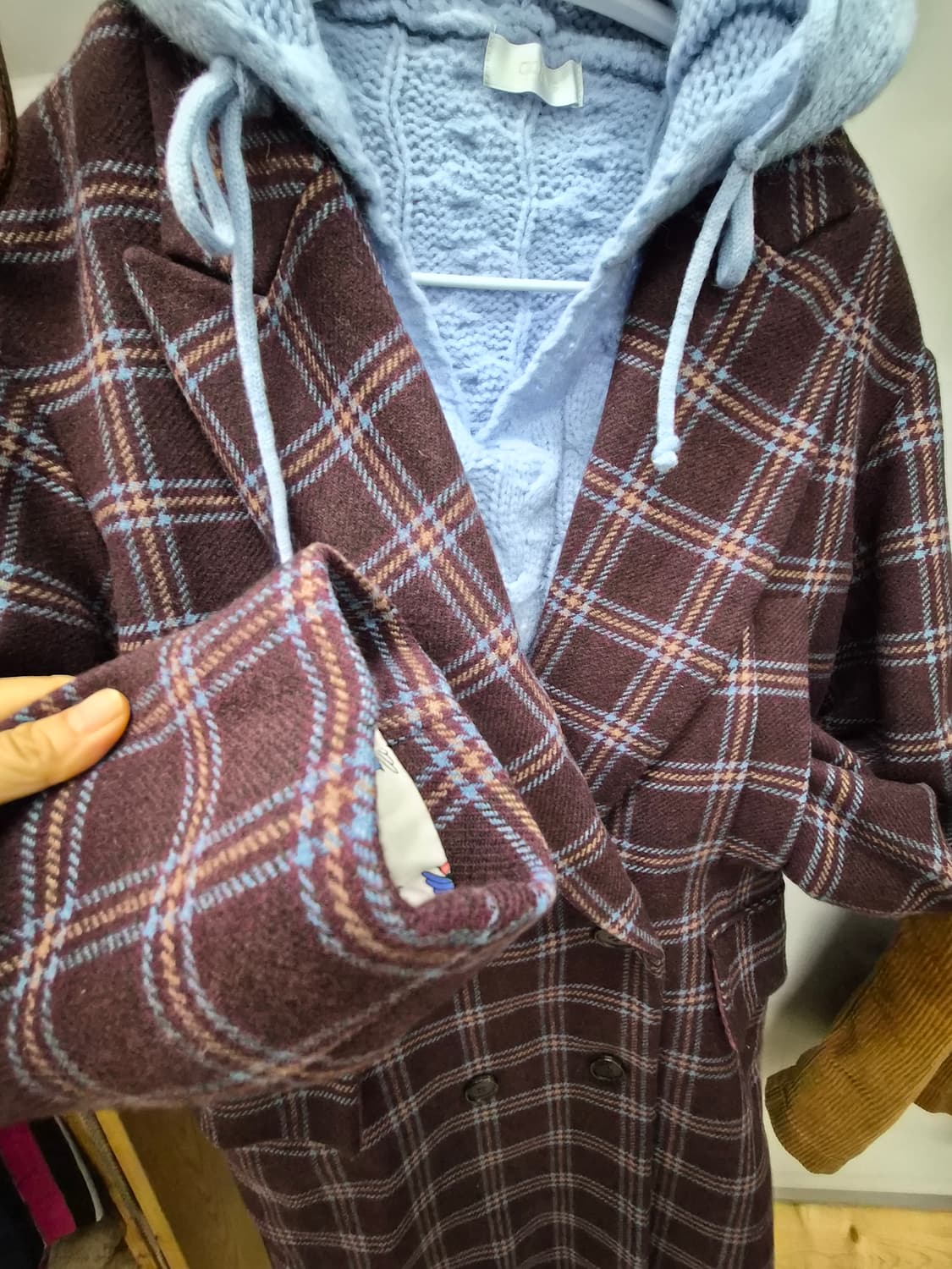 럭키슈에뜨 체크 롱코트 상품이미지2