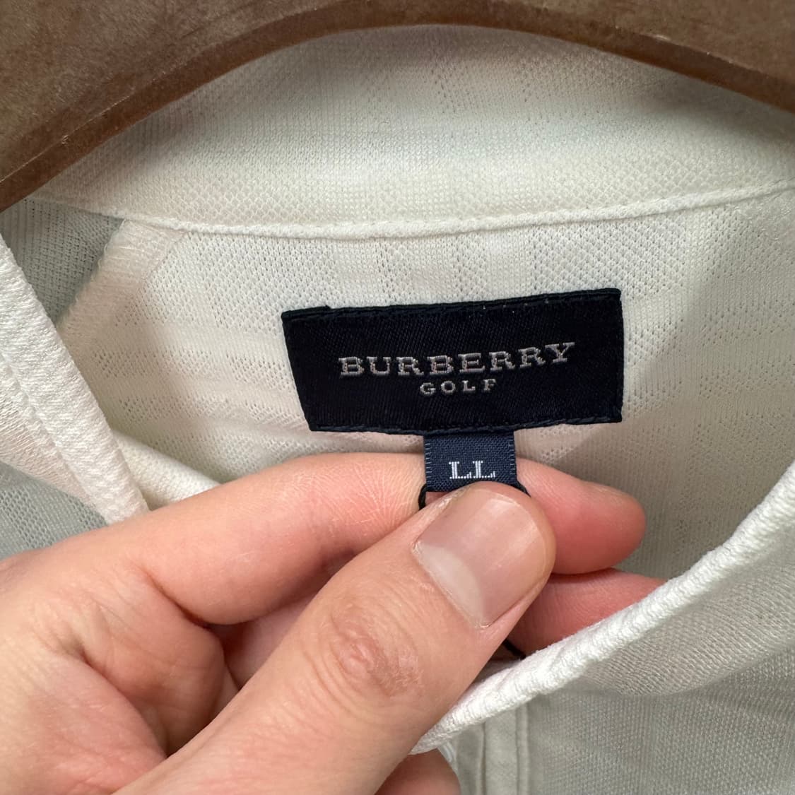 00s 버버리 골프 하프 집업 티셔츠 체크 패턴 포인트 화이트 상품이미지6