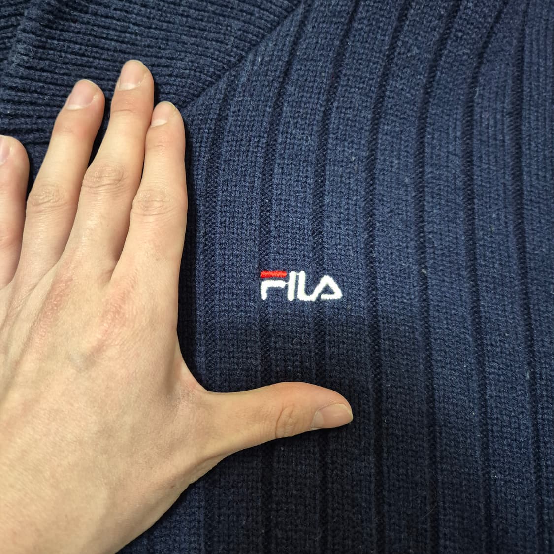 휠라 숄 카라 풀오버 골지 니트 XL(105) 상품이미지4