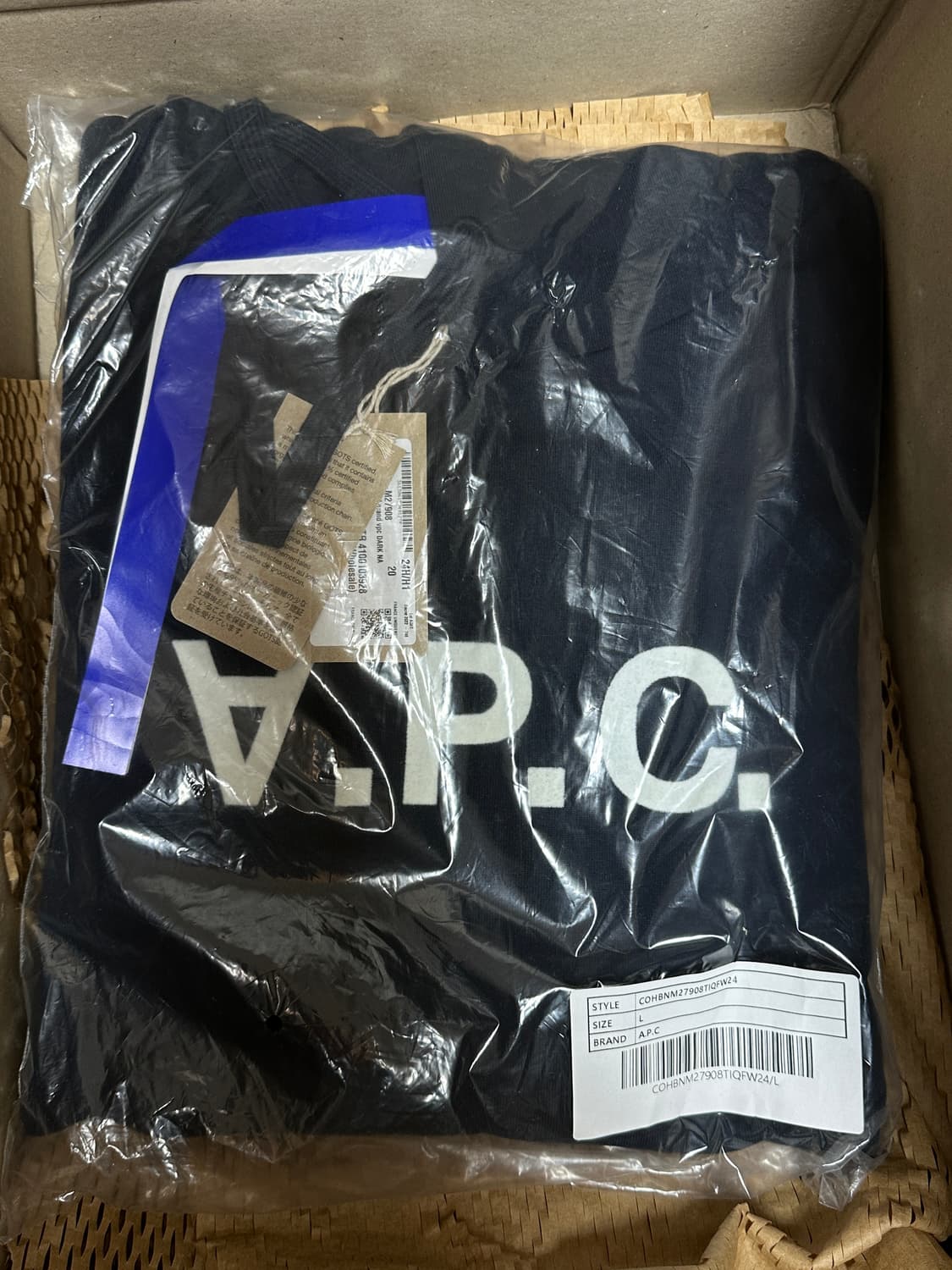 [새상품] 아페쎄 APC 스탠다드핏 후드 티셔츠 다크네이비 L 상품이미지4