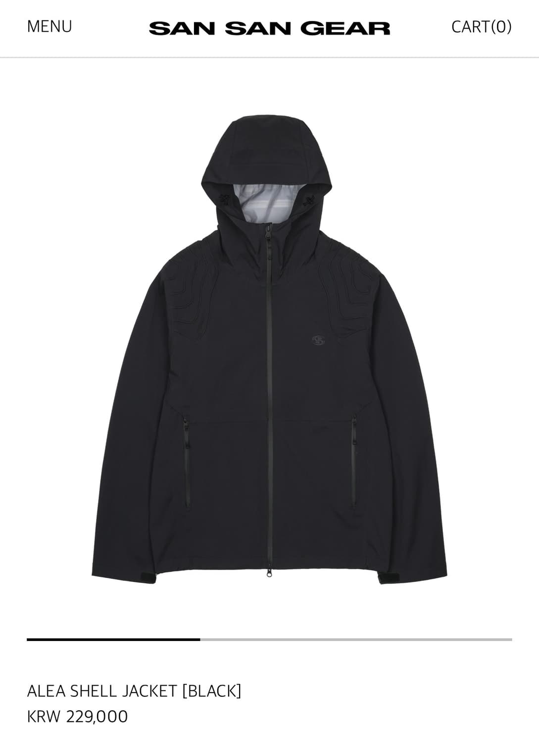 산산기어 알레아 쉘 자켓 블랙 상품이미지1