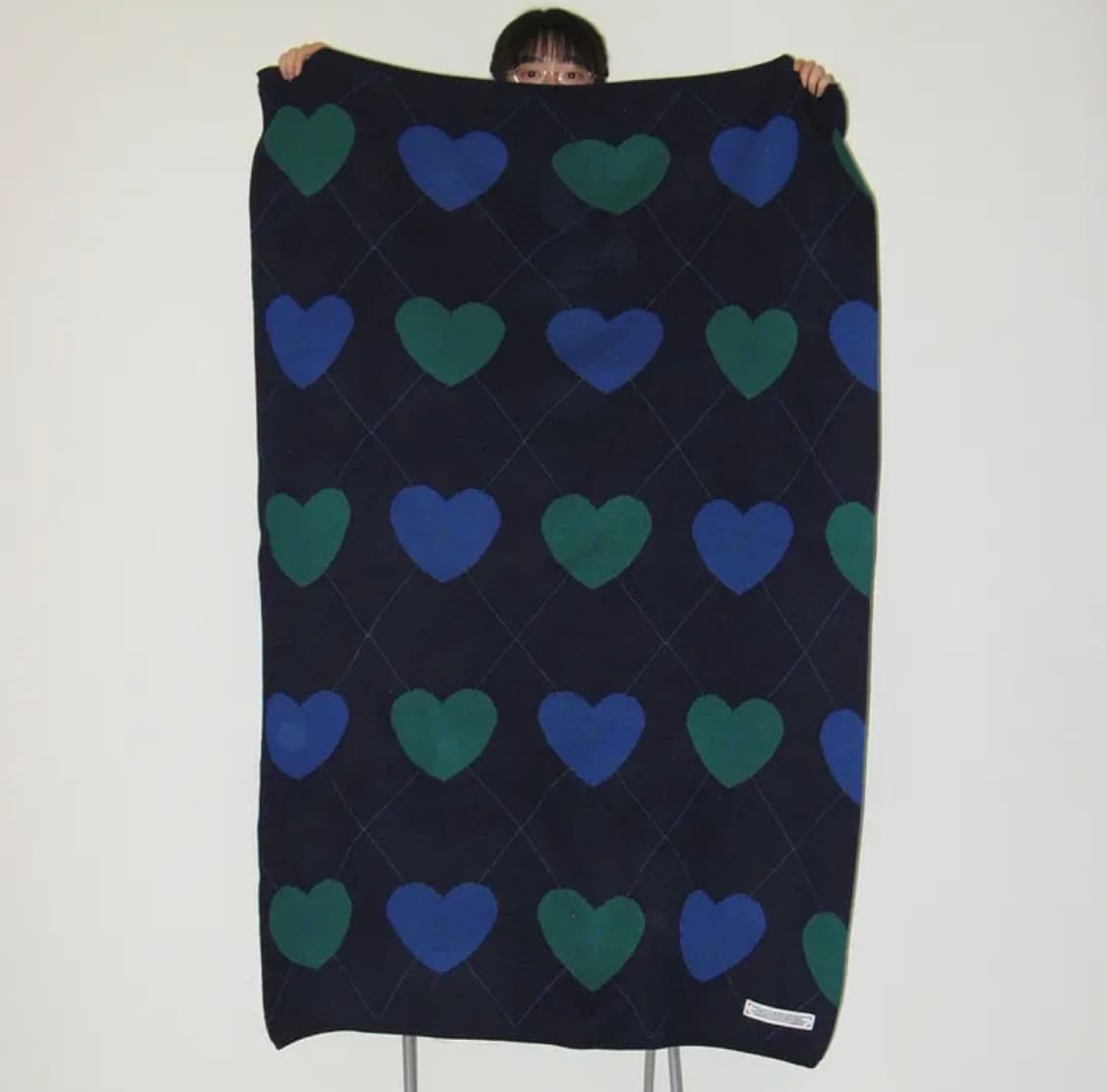 론론 하트 아가일 담요 네이비 상품이미지2