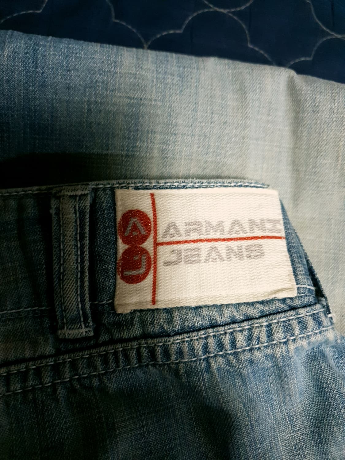 (이태리)아르마니진 빈티지에이징워싱 사이트포켓 스트레이트 데님팬츠  32 상품이미지8