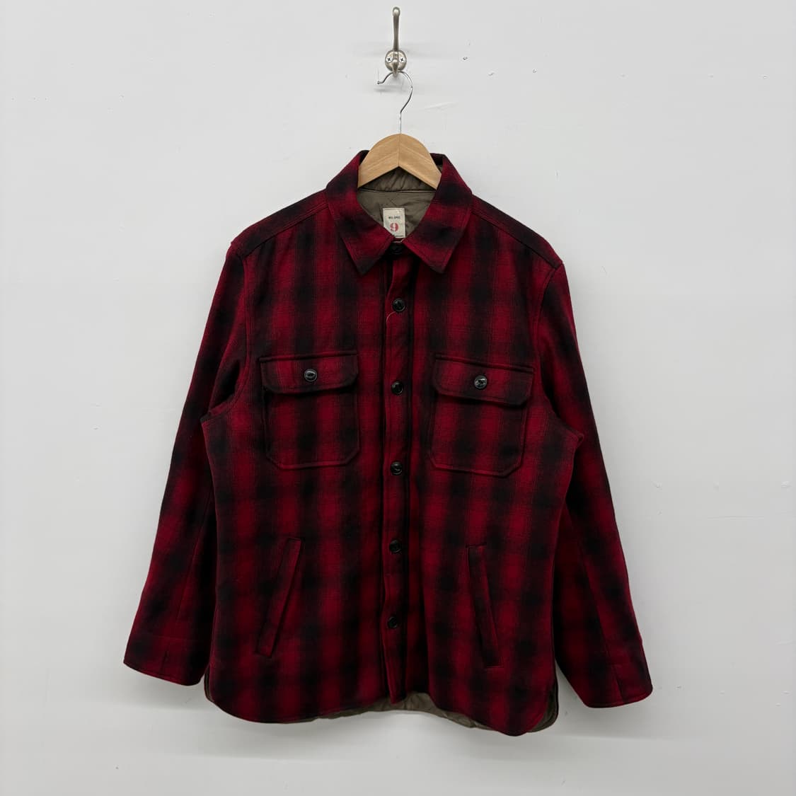 빈티지 밀스펙 레드/블랙 체크 셔츠 자켓 남성L 상품이미지1