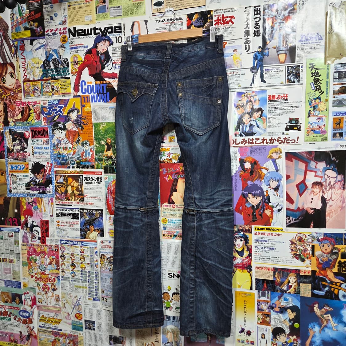 빈티지 진청 절개 슬림 스트레이트 팬츠 상품이미지1