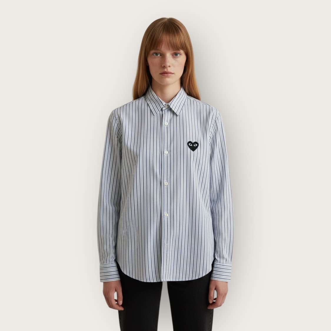 L/ 꼼데가르송 블랙하트 스트라이프 셔츠 상품이미지1