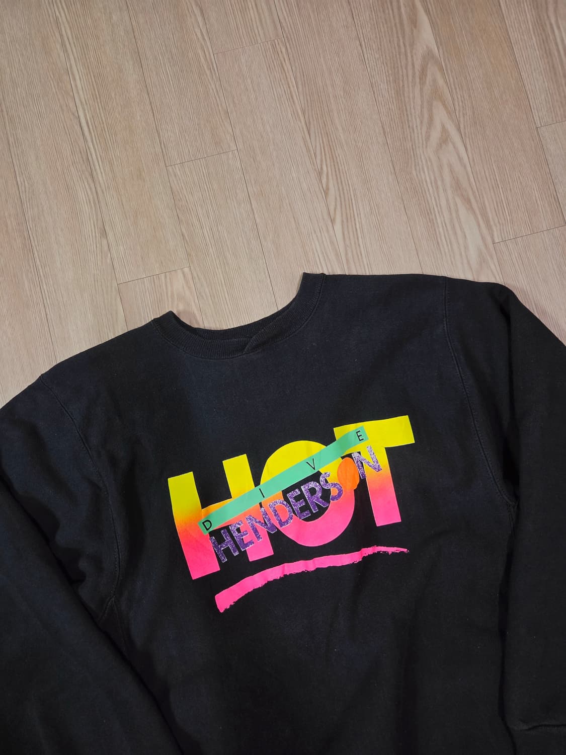 헤인즈 90s USA 블랙 오버 맨투맨 티셔츠 상품이미지2