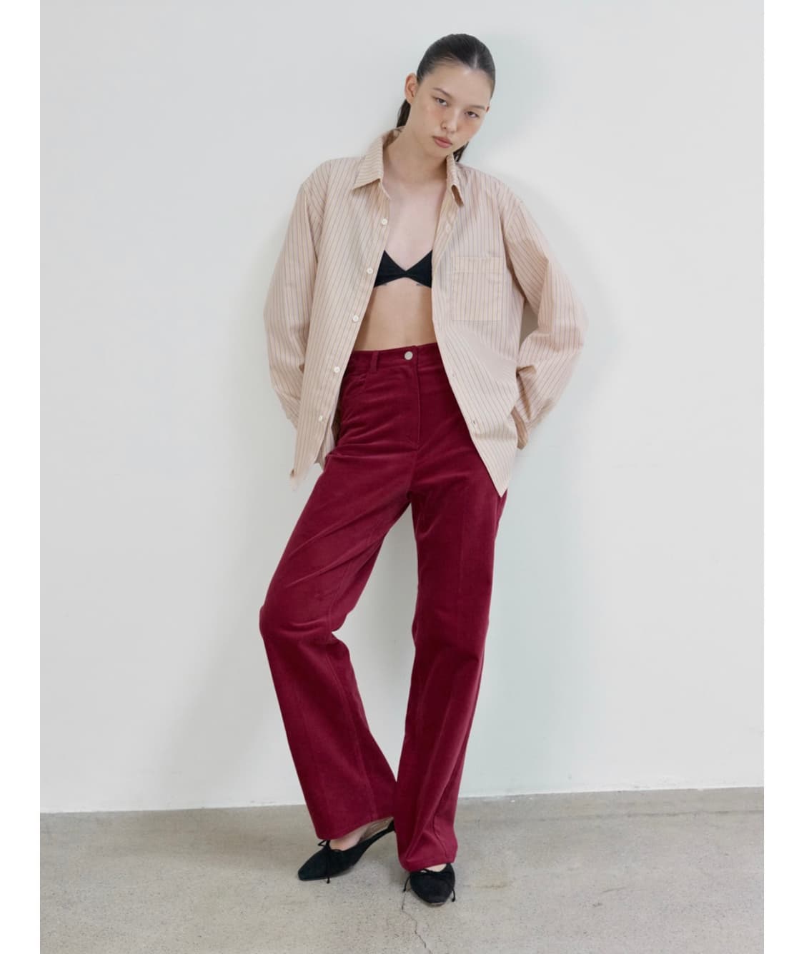 [상태A] 포니테일 벨벳 팬츠 와인 S 상품이미지1
